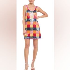 NWT | Sparkly Endless Rose Multicolor Checkered Sequin Sleeveless Mini | Size S